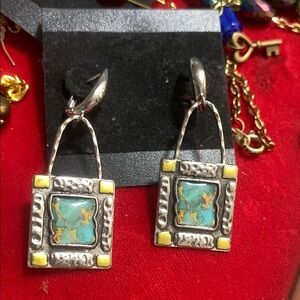 Silver and Turquoise Dangle Earrings Hand bag inspired!
